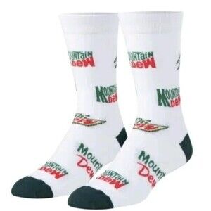 Mountain Dew Fun Soda Novelty Crew Length Socks Men's Size 6-12 Odd Socks
